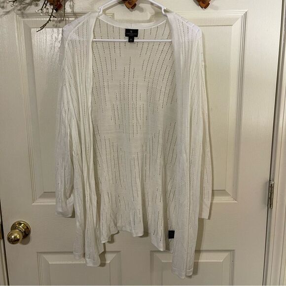 Worthington White Ribbed Knit Cardigan Sweater - Picture 1 of 6